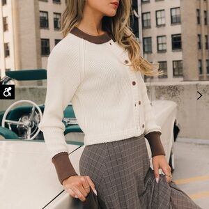 Bohme Cream and Brown Cardigan